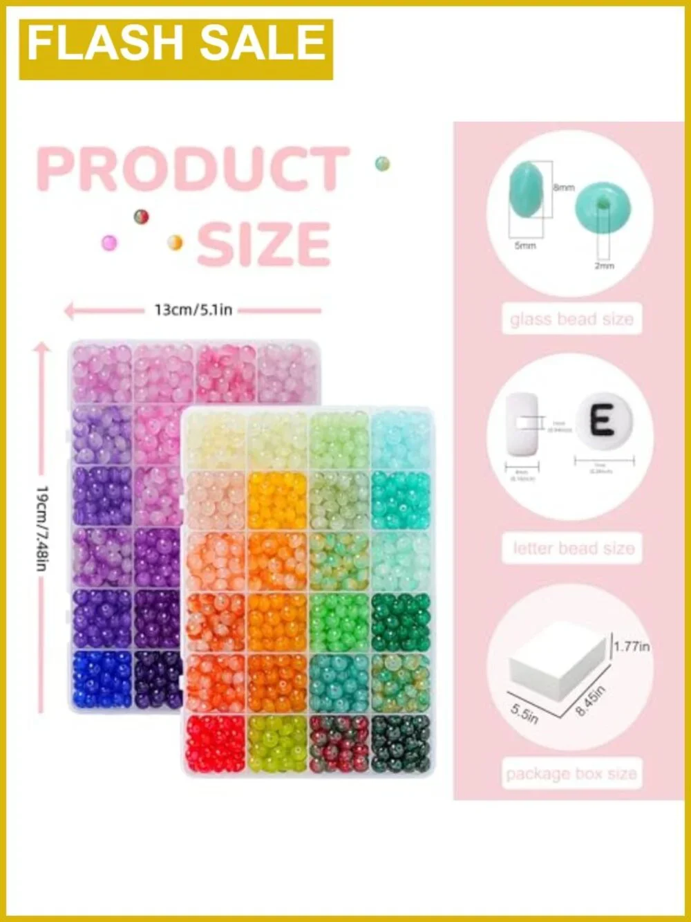 1500pc 5x8mm Glass Beads Jewelry Making Kit Friendship Bracelets DIY Crafts